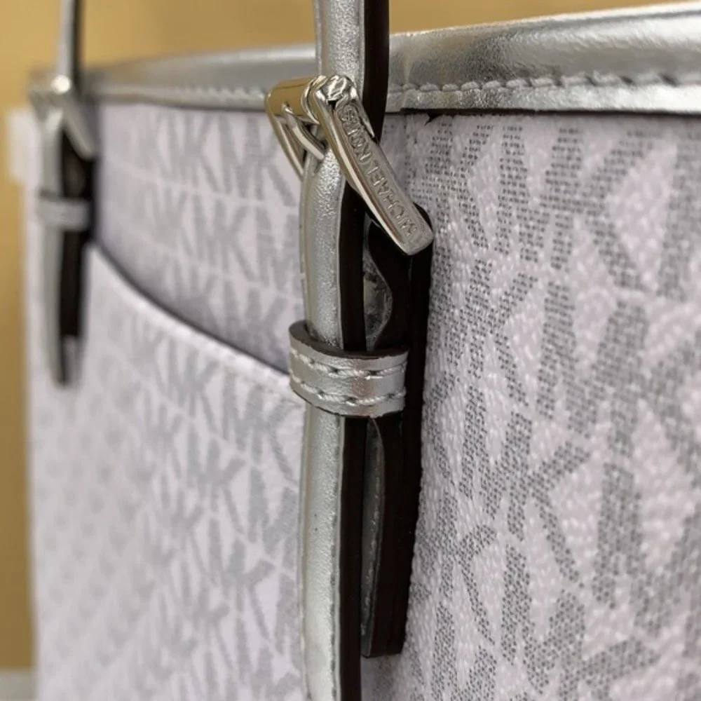 Michael Kors Signature Jet Set Girls Medium Carryall Tote Bright White Multi